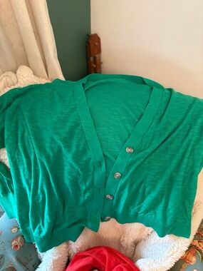 LOFT Emerald Green V-Neck Cardigan